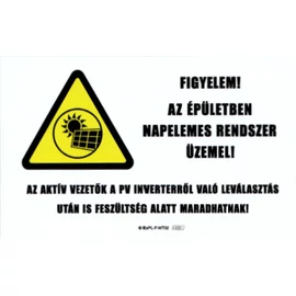 ExPL Matrica - PV - "Figyelem Az épületben napelemes rendszer üzemel" - 160x100 mm