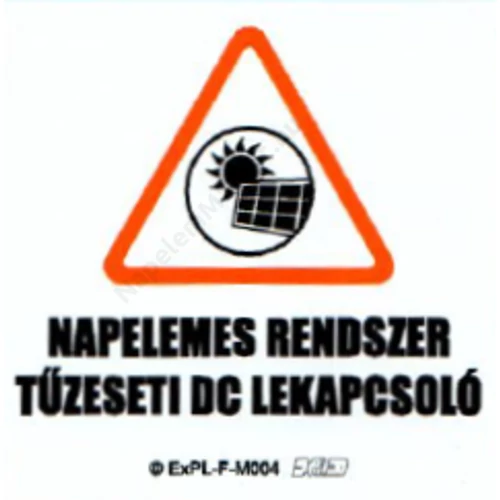 ExPL Matrica - PV - "Napelemes rendszer tűzeseti DC lekapcsoló" - 60x60 mm