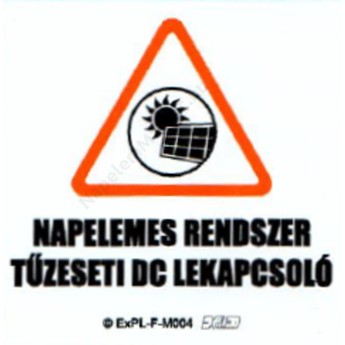 ExPL Matrica - PV - "Napelemes rendszer tűzeseti DC lekapcsoló" - 60x60 mm